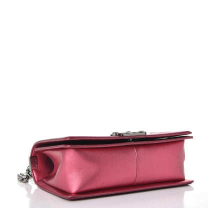 Chanel Metallic Patent Calfskin Quilted Medium Boy Flap Pink 4 of 14