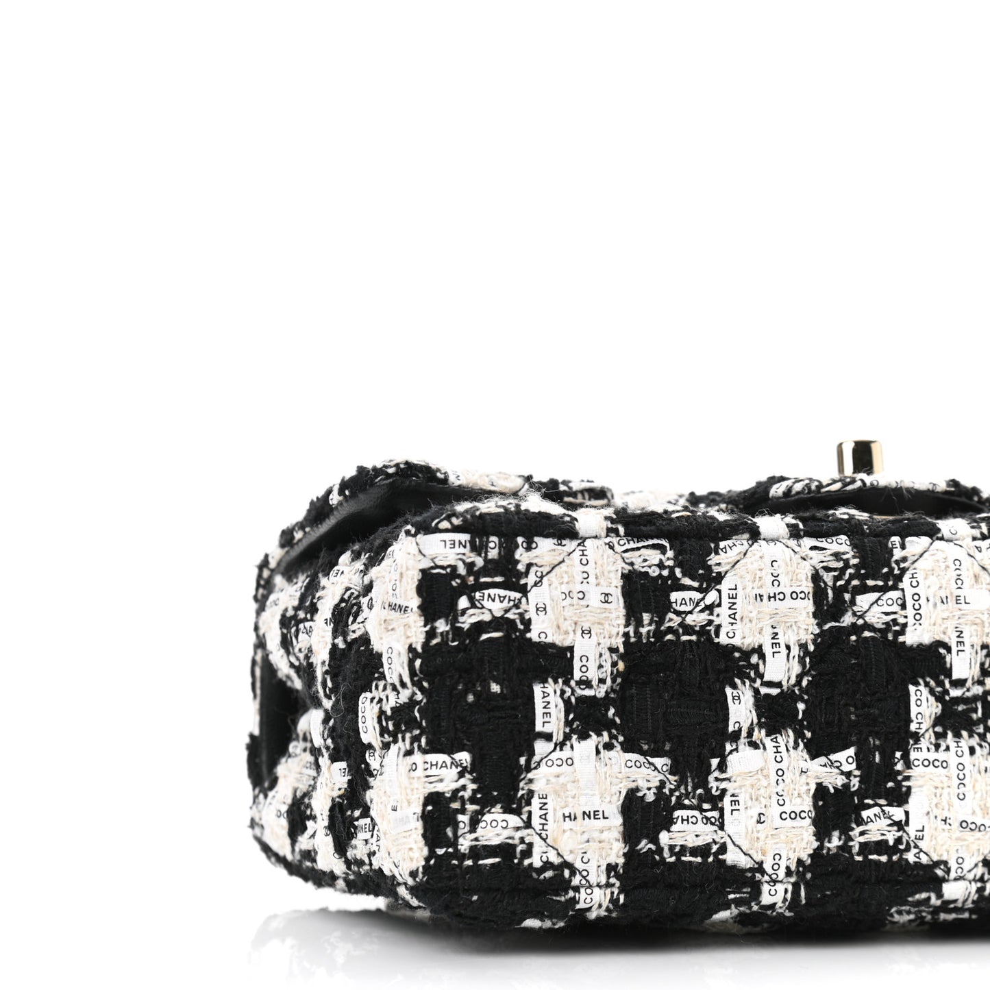 Tweed Quilted Mini Rectangular Flap Black Ecru White