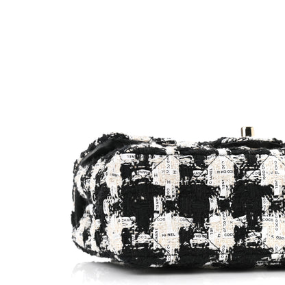 Chanel Tweed Quilted Mini Rectangular Flap Black Ecru White 9 of 11