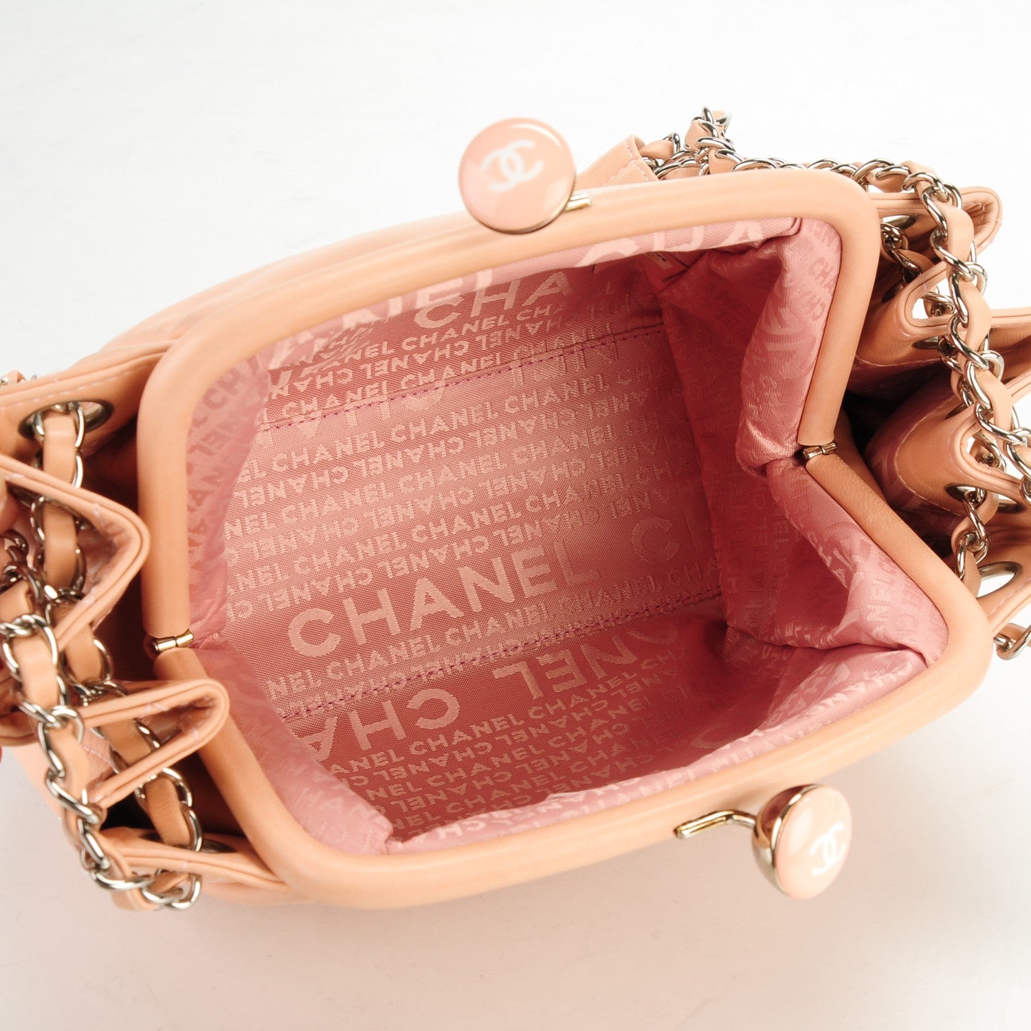 Chanel Lambskin CC Kiss Lock Accordion Bag Rose Clair 162889