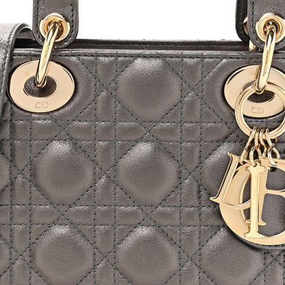 Christian Dior Lambskin Cannage Small My ABCDior Lady Dior Metallic Grey 8 of 11