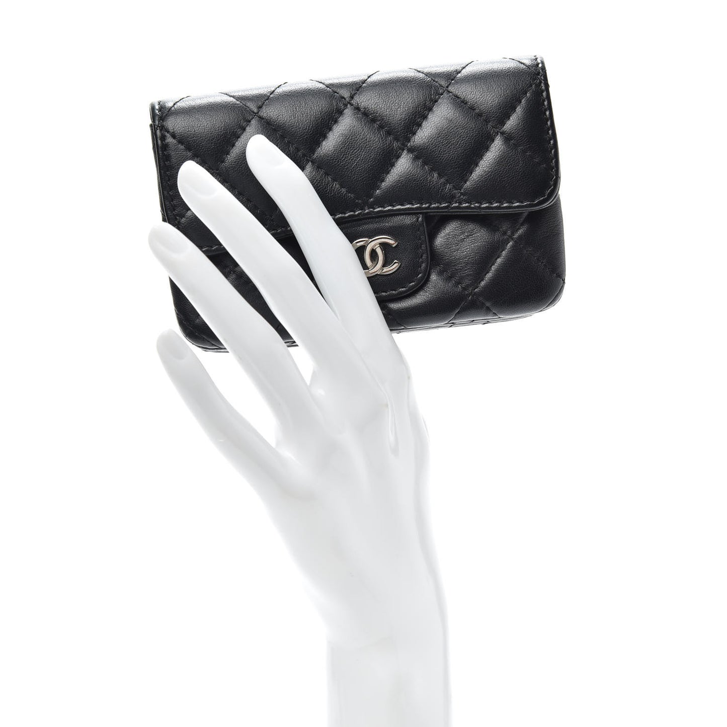 Lambskin Quilted Coin Purse Black