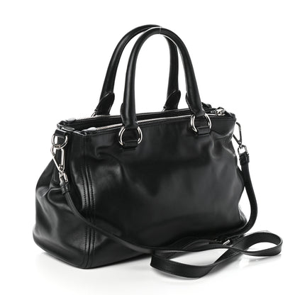 Prada Soft Calfskin Double Zip Shoulder Bag Black 3 of 9
