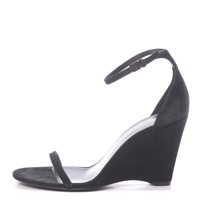 Saint Laurent Suede Lila Wedge Sandals 36.5 Black 1 of 9