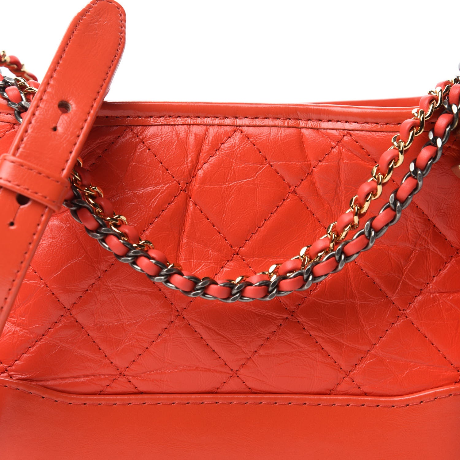 Chanel Aged Calfskin Quilted Small Gabrielle Hobo Red 12 of 13