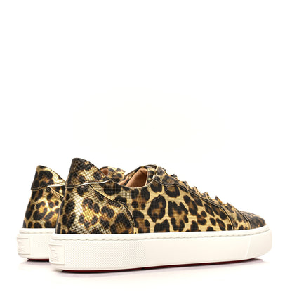 Christian Louboutin Calfskin Coins Leopard Womens Vieirissima Flat Sneakers 40 Gold 4 of 8