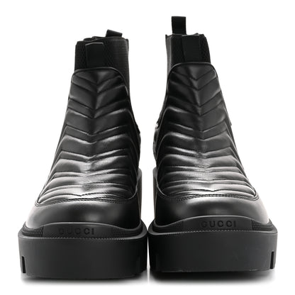 Gucci Calfskin Nappa Matelasse Frances Chelsea Boots 41 Black 3 of 10