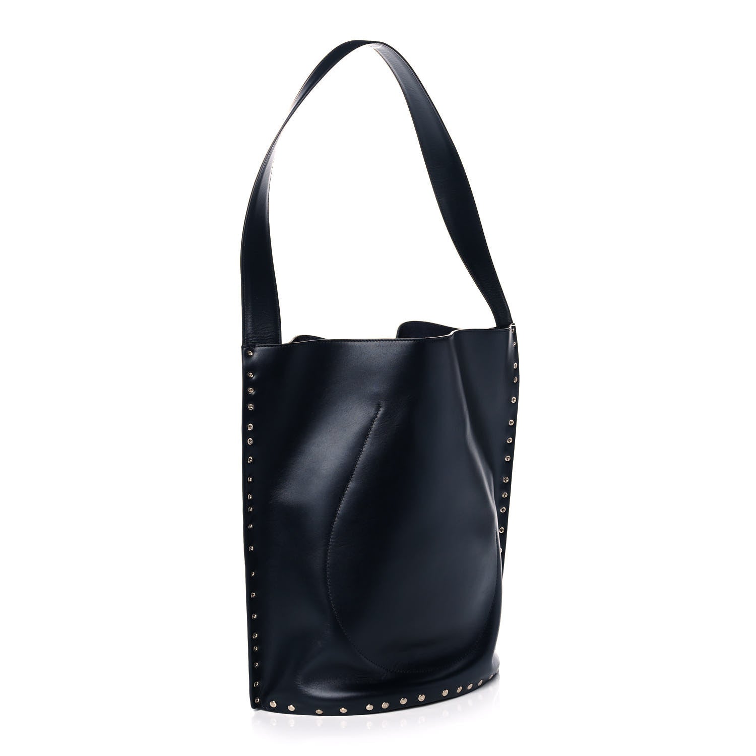 Celine Satinated Natural Calfskin Large Studs Bucket Shoulder Bag Dark Navy 3 of 8