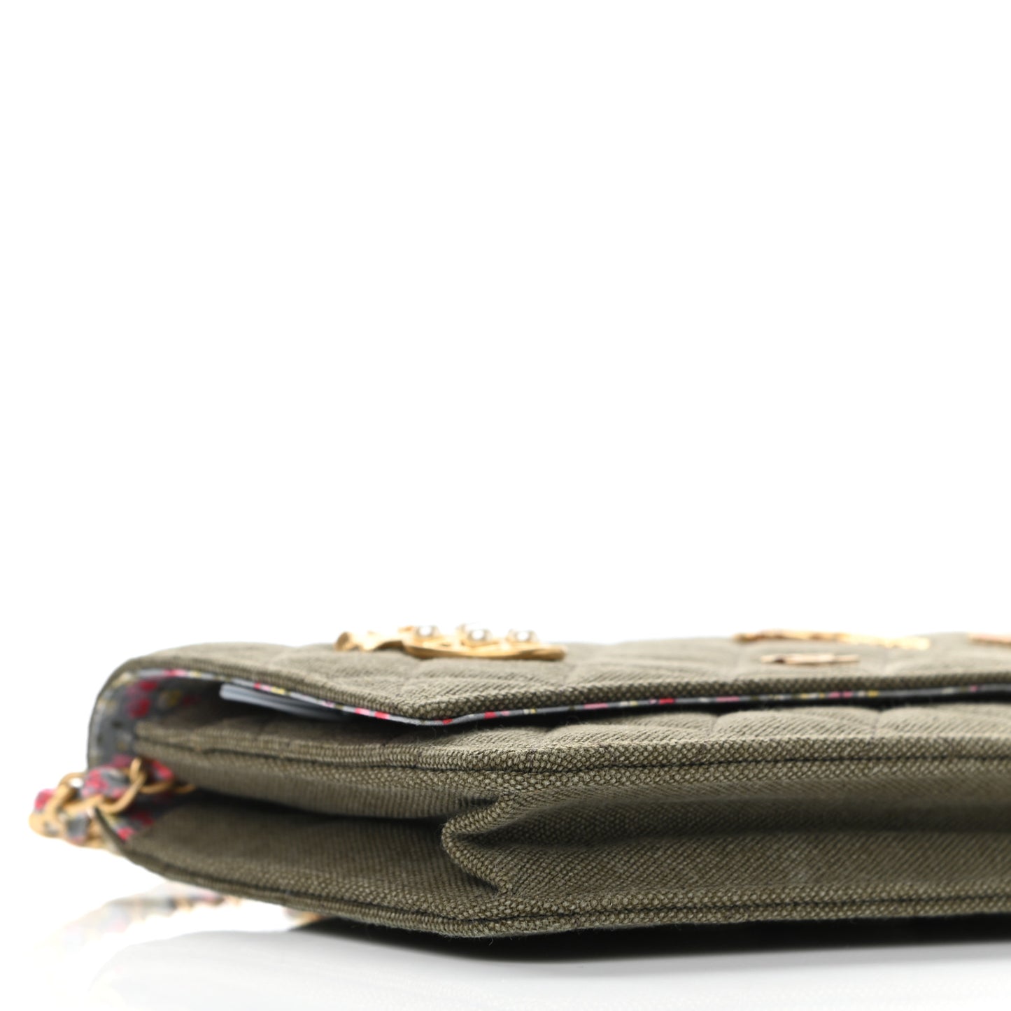 Canvas Quilted Coco Cuba Charms Wallet On Chain WOC Khaki