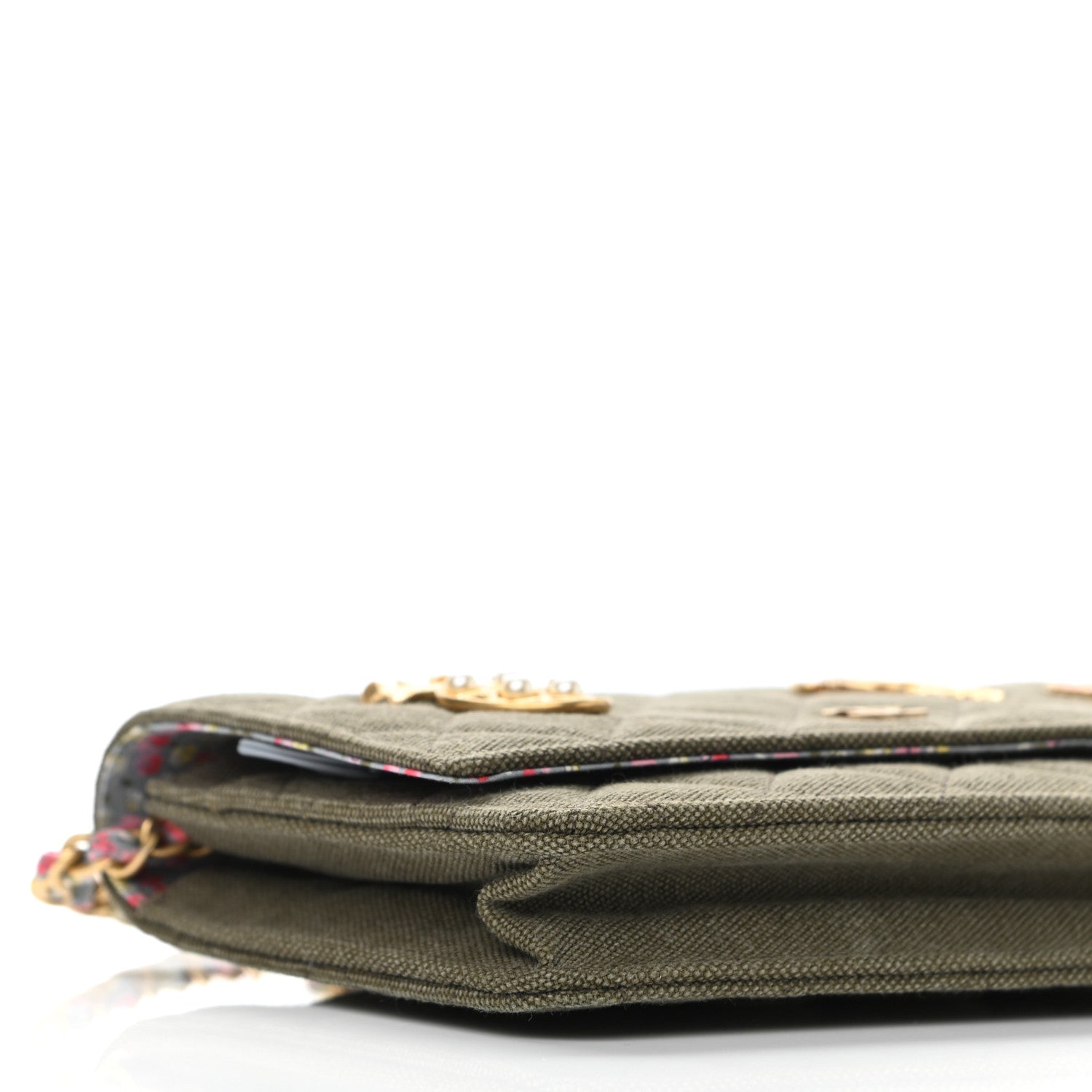 Chanel Canvas Quilted Coco Cuba Charms Wallet On Chain WOC Khaki 9 of 10