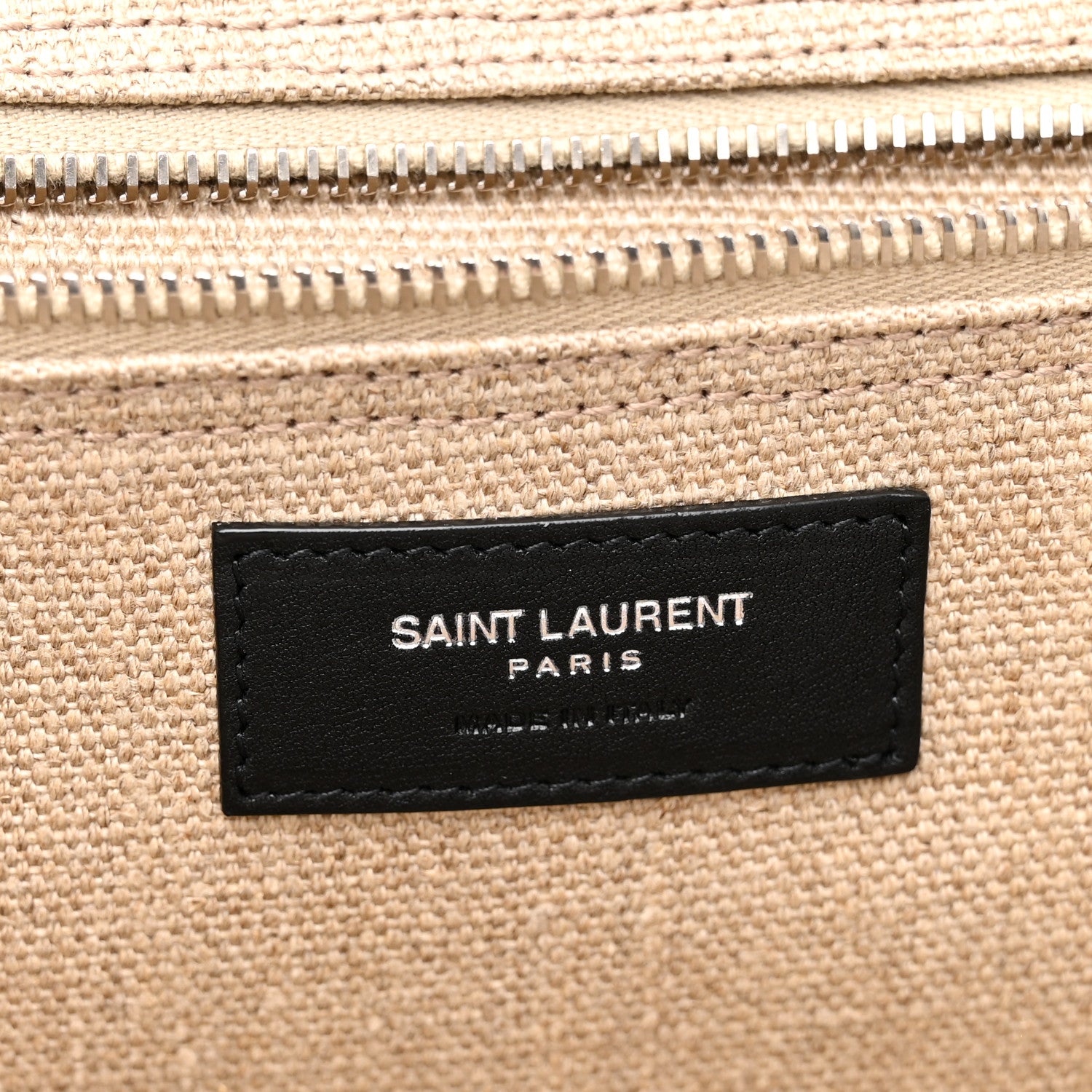Saint Laurent Linen Calfskin Rive Gauche Tote Optic White 6 of 10