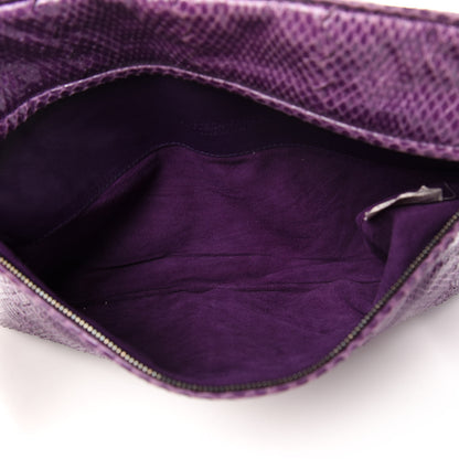 Bottega Veneta Ayers Snakeskin Flat Clutch Crossbody Purple 5 of 11