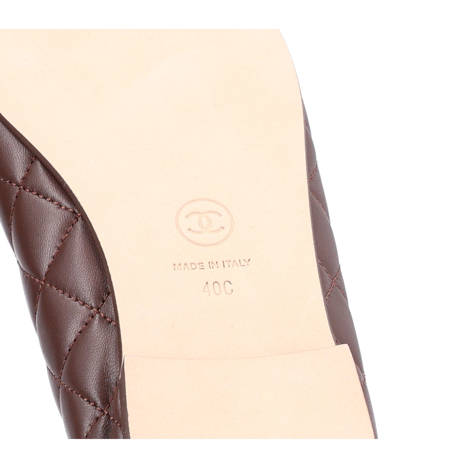 Chanel Lambskin Quilted CC Cap Toe Ballerina Flats 40 Dark Brown 7 of 9