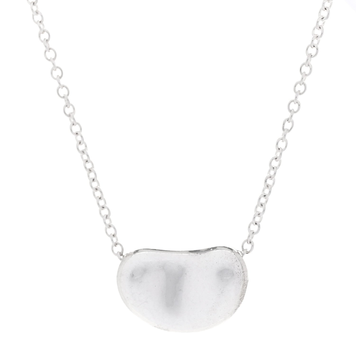Tiffany Sterling Silver 11mm Elsa Peretti Bean Pendant Necklace 1 of 6