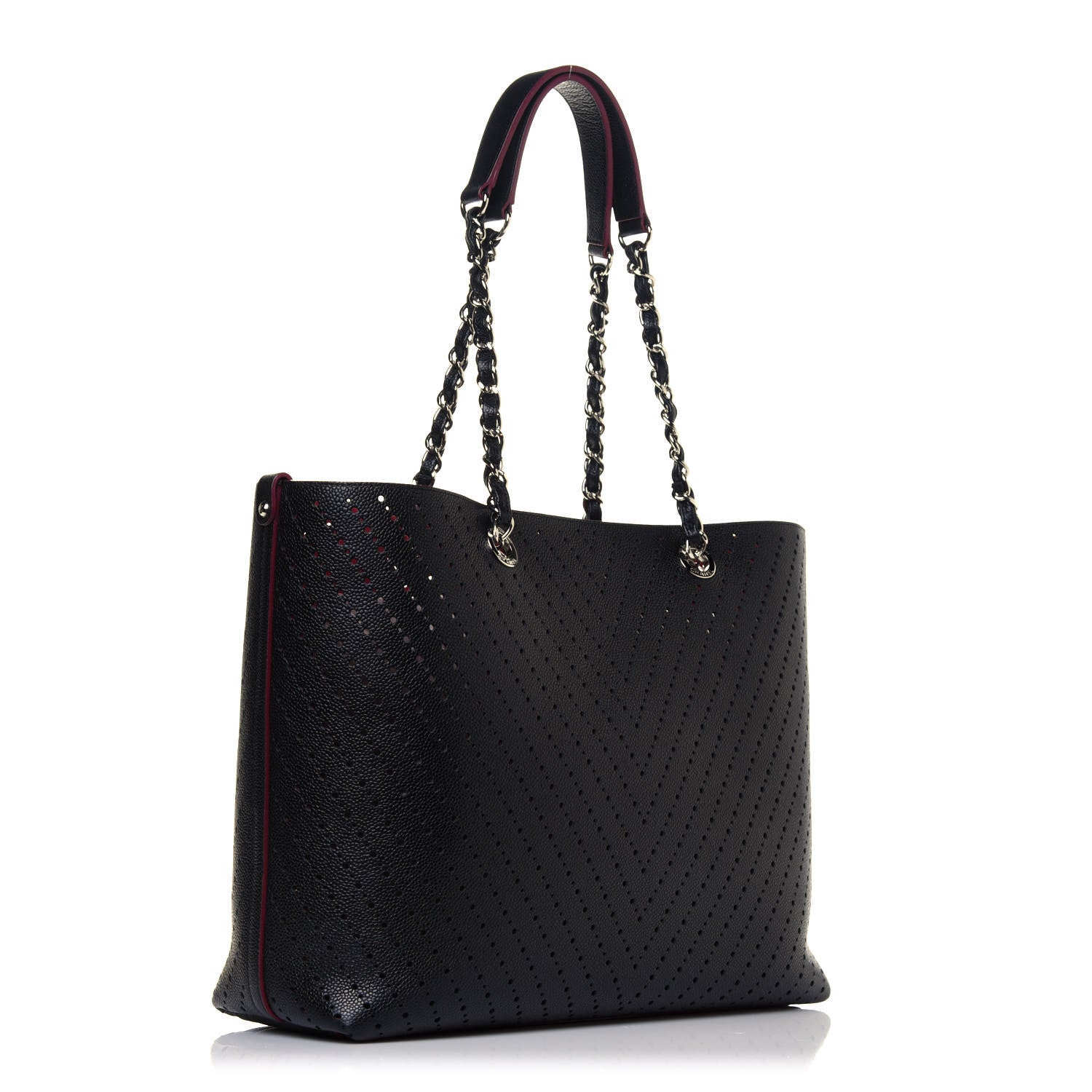 Chanel Perforated Grained Calfskin Large Shopping Tote Black 4 of 13