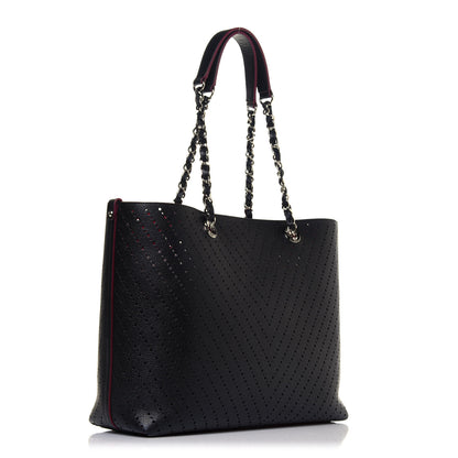 Chanel Perforated Grained Calfskin Large Shopping Tote Black 4 of 13