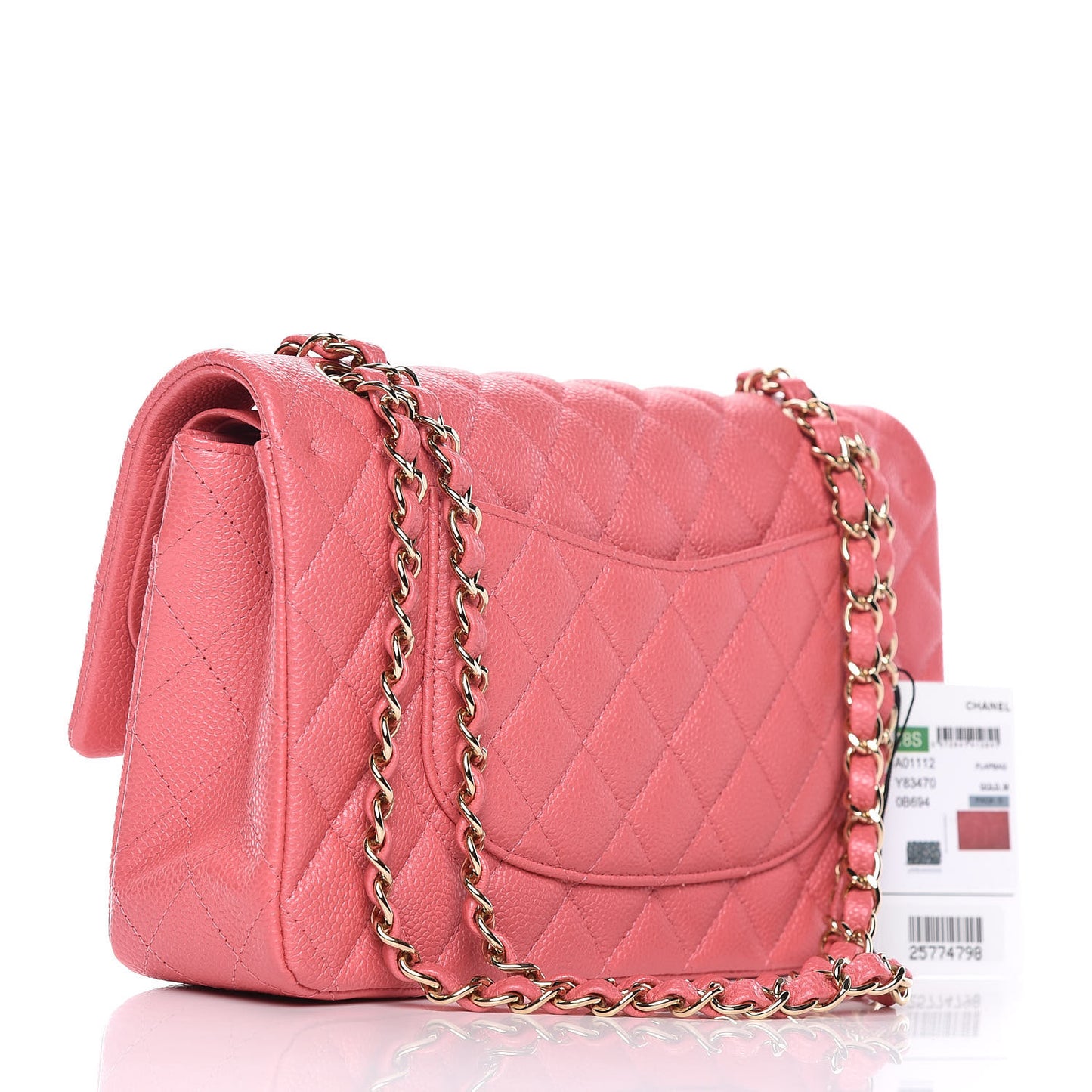 Metallic Caviar Quilted Medium Double Flap Pink