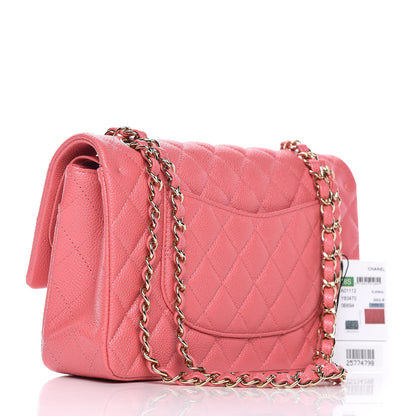 Chanel Metallic Caviar Quilted Medium Double Flap Pink 3 of 9