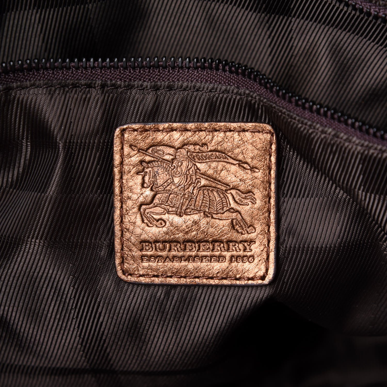 Burberry Metallic Calfskin House Check Tote Bronze 6 of 10