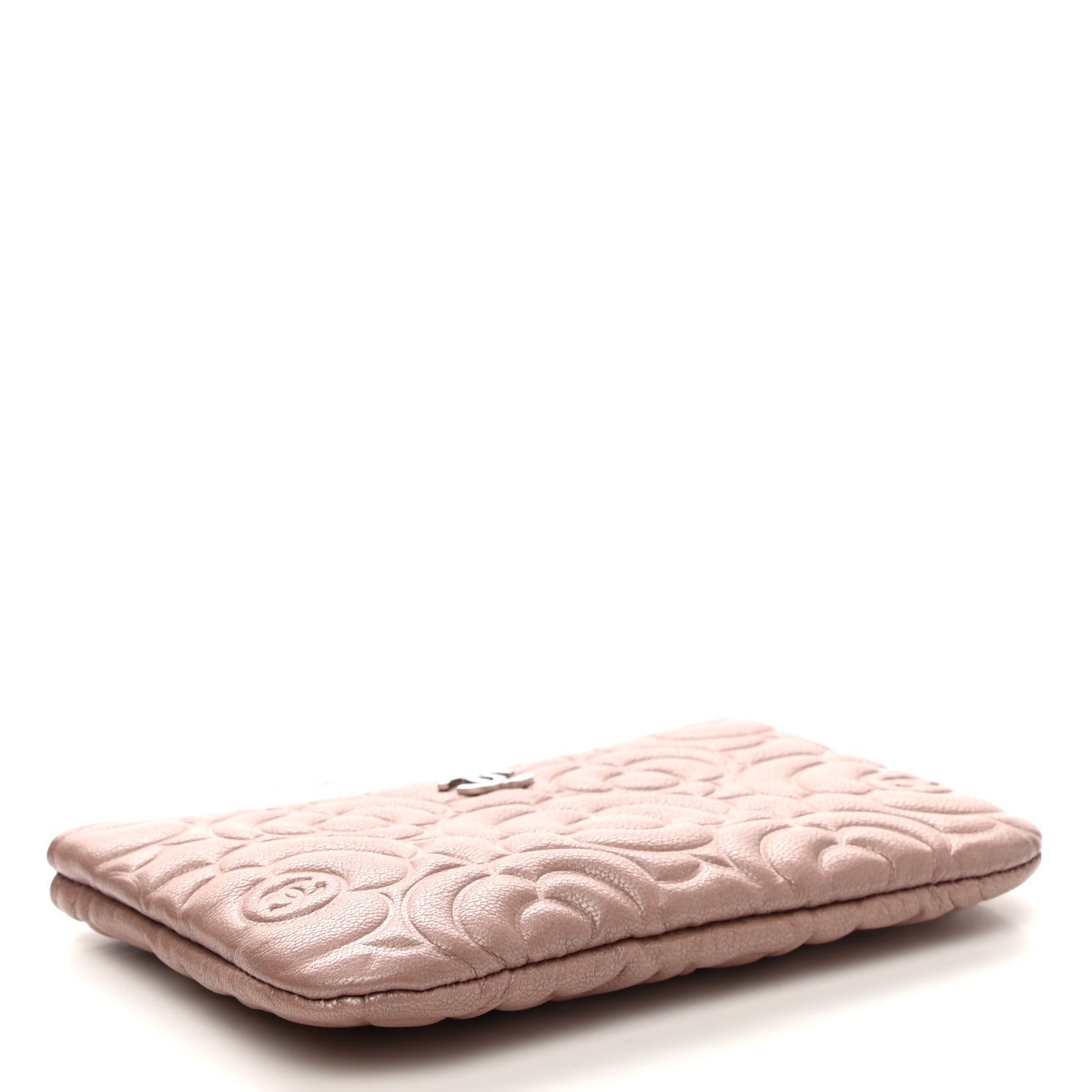 Chanel Goatskin Camellia Embossed Cosmetic Pouch Light Pink 4 of 8