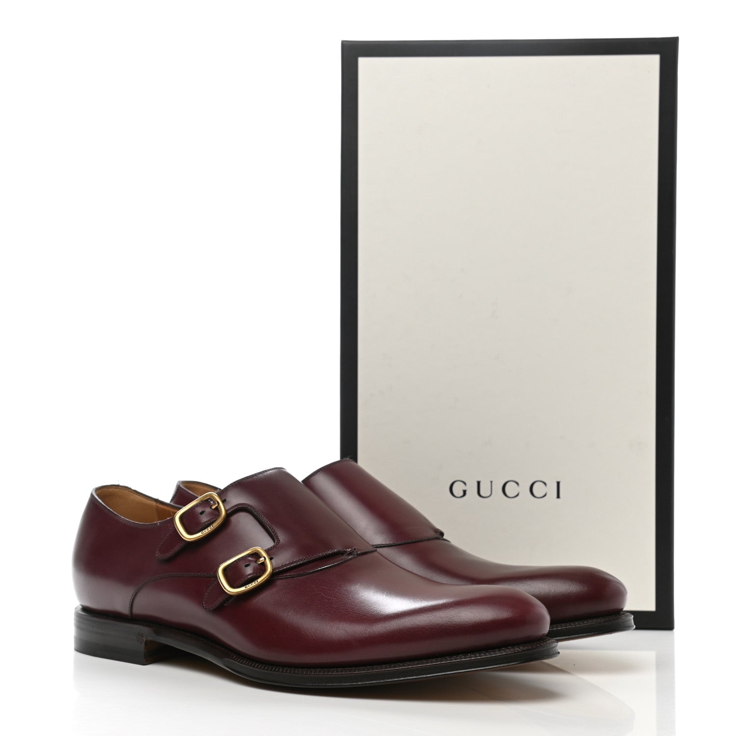 Gucci Calfskin Mens Double Monk Strap Loafers 9.5 Bordeaux 11 of 11