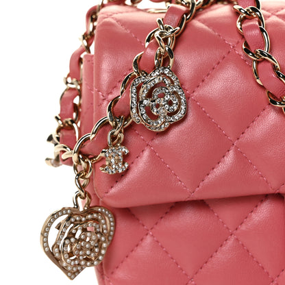 Chanel Lambskin Quilted Valentine Charms Mini Rectangular Flap Pink 11 of 13