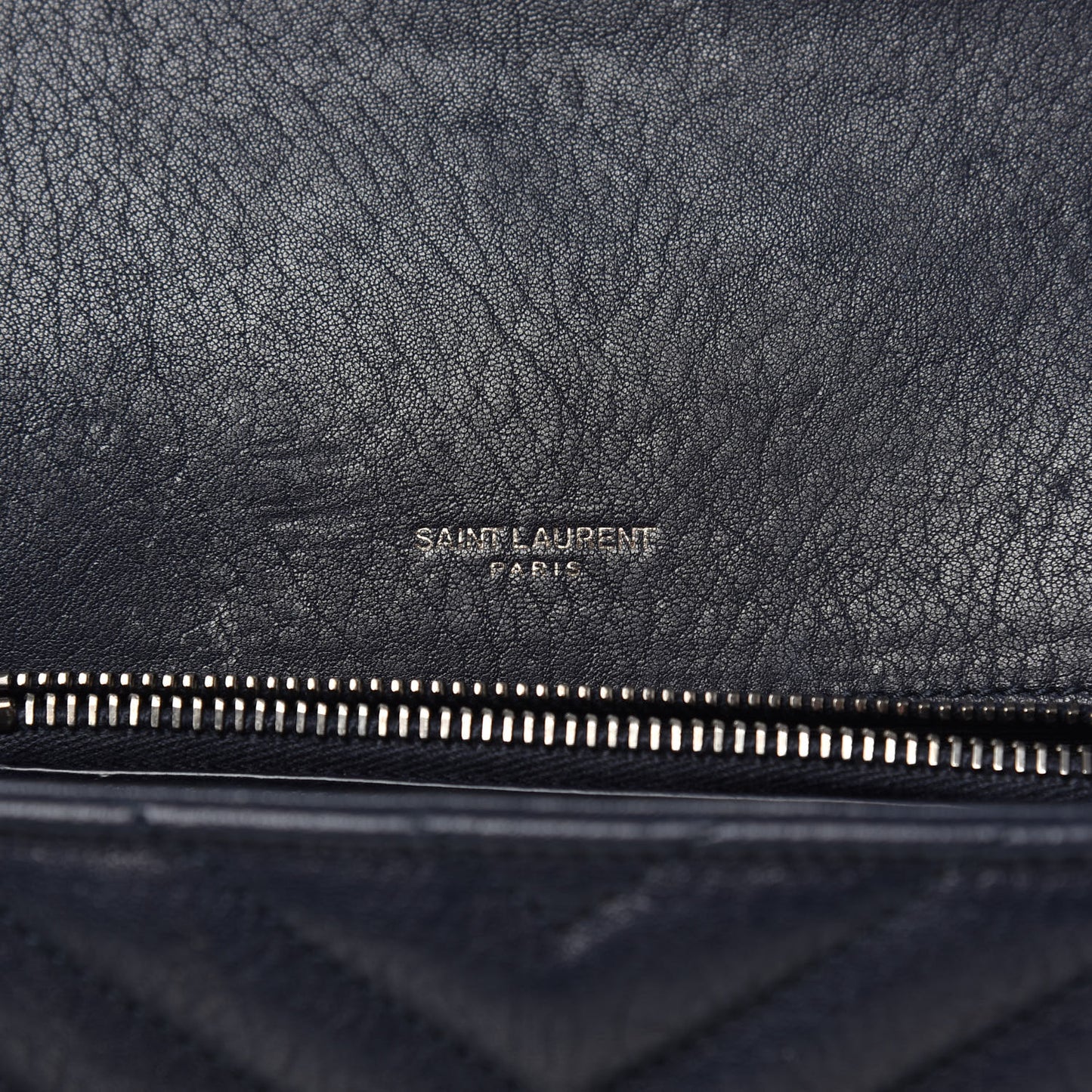 Sheepskin Matelasse Chevron Monogram Medium College Bag Deep Marine