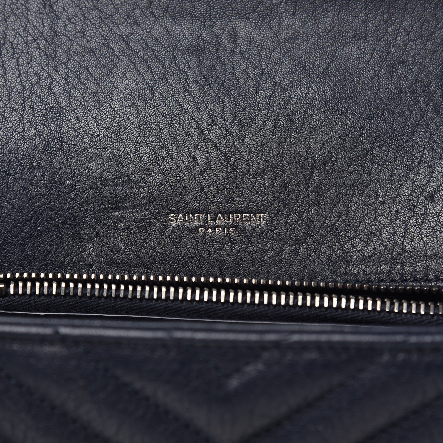 Saint Laurent Sheepskin Matelasse Chevron Monogram Medium College Bag Deep Marine 7 of 13