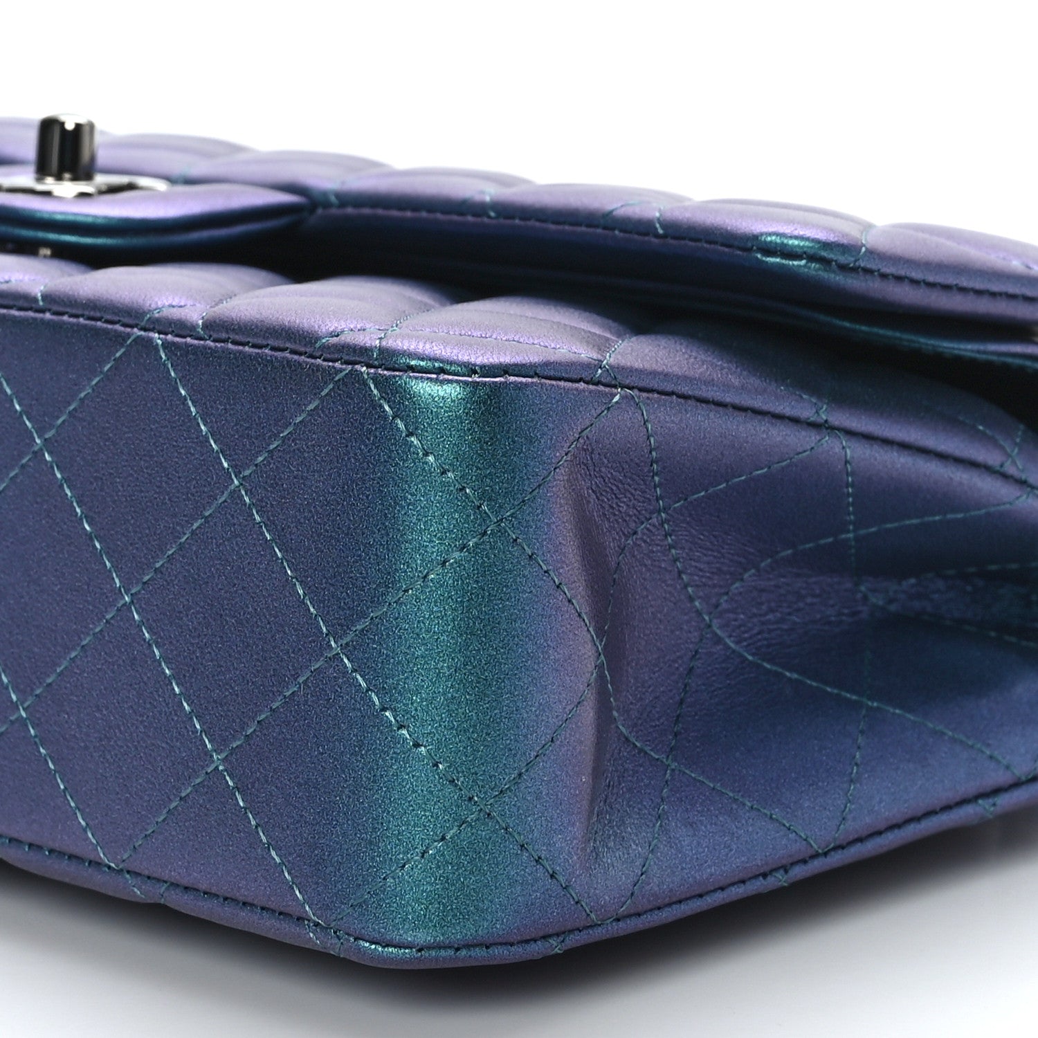 Chanel Iridescent Lambskin Quilted Medium Double Flap Turquoise 9 of 9