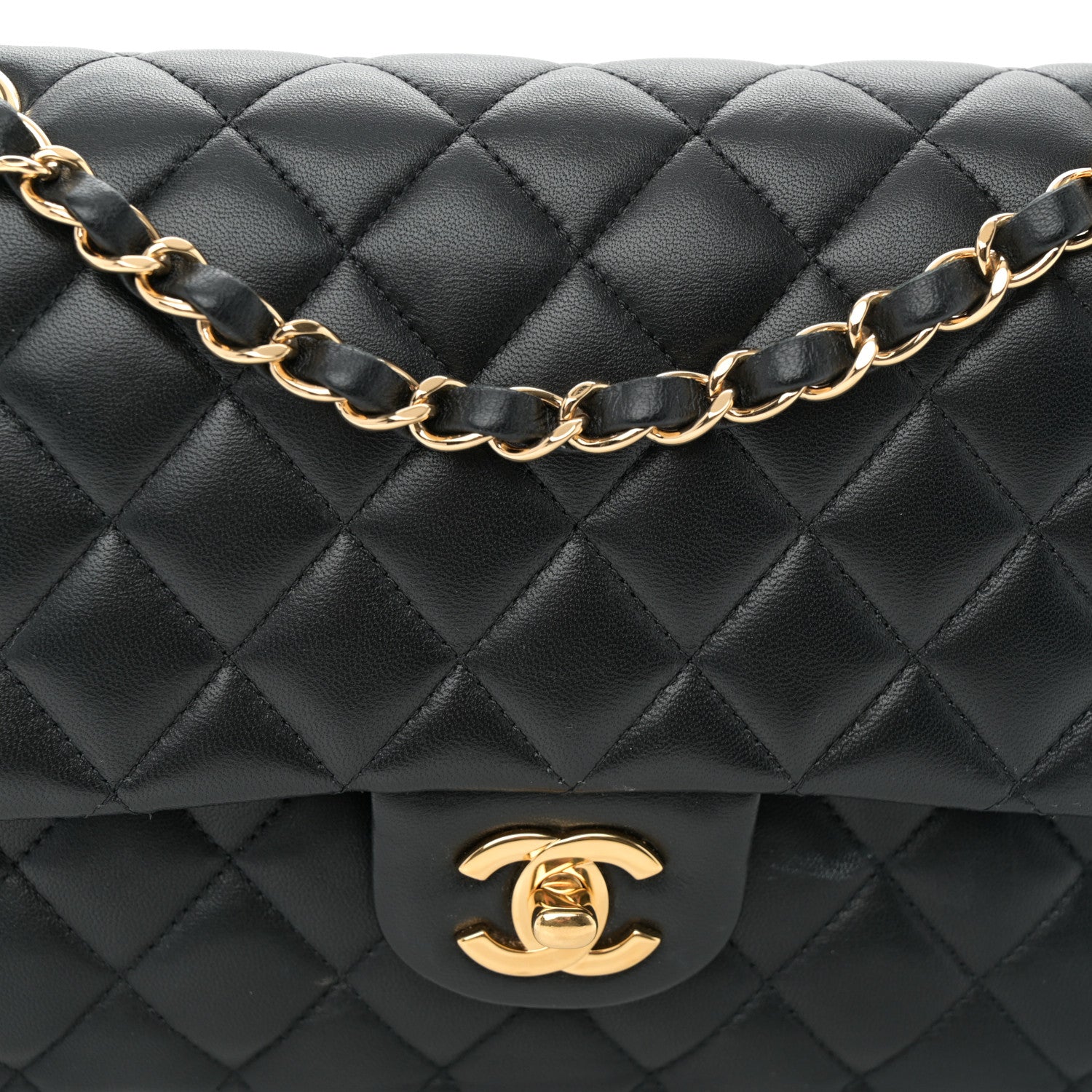 Chanel Lambskin Quilted Medium Double Flap Black 8 of 12