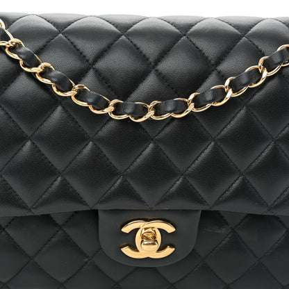 Chanel Lambskin Quilted Medium Double Flap Black 8 of 12