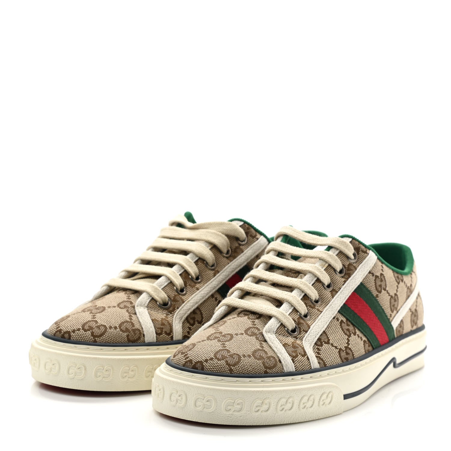 Gucci GG Monogram Web Womens 1977 Tennis Sneakers 39 Beige Ebony Mystic White 3 of 9
