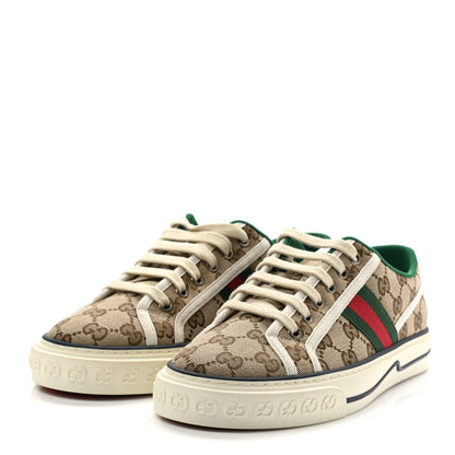 Gucci GG Monogram Web Womens 1977 Tennis Sneakers 39 Beige Ebony Mystic White 3 of 9