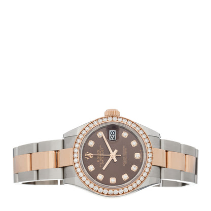 Rolex Stainless Steel 18K Everose Gold Diamond 28mm Oyster Perpetual Datejust Watch Chocolate 279381RBR 2 of 5