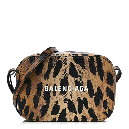 Balenciaga Calfskin Printed Leopard XS Everyday Camera Bag Beige White 1 of 9