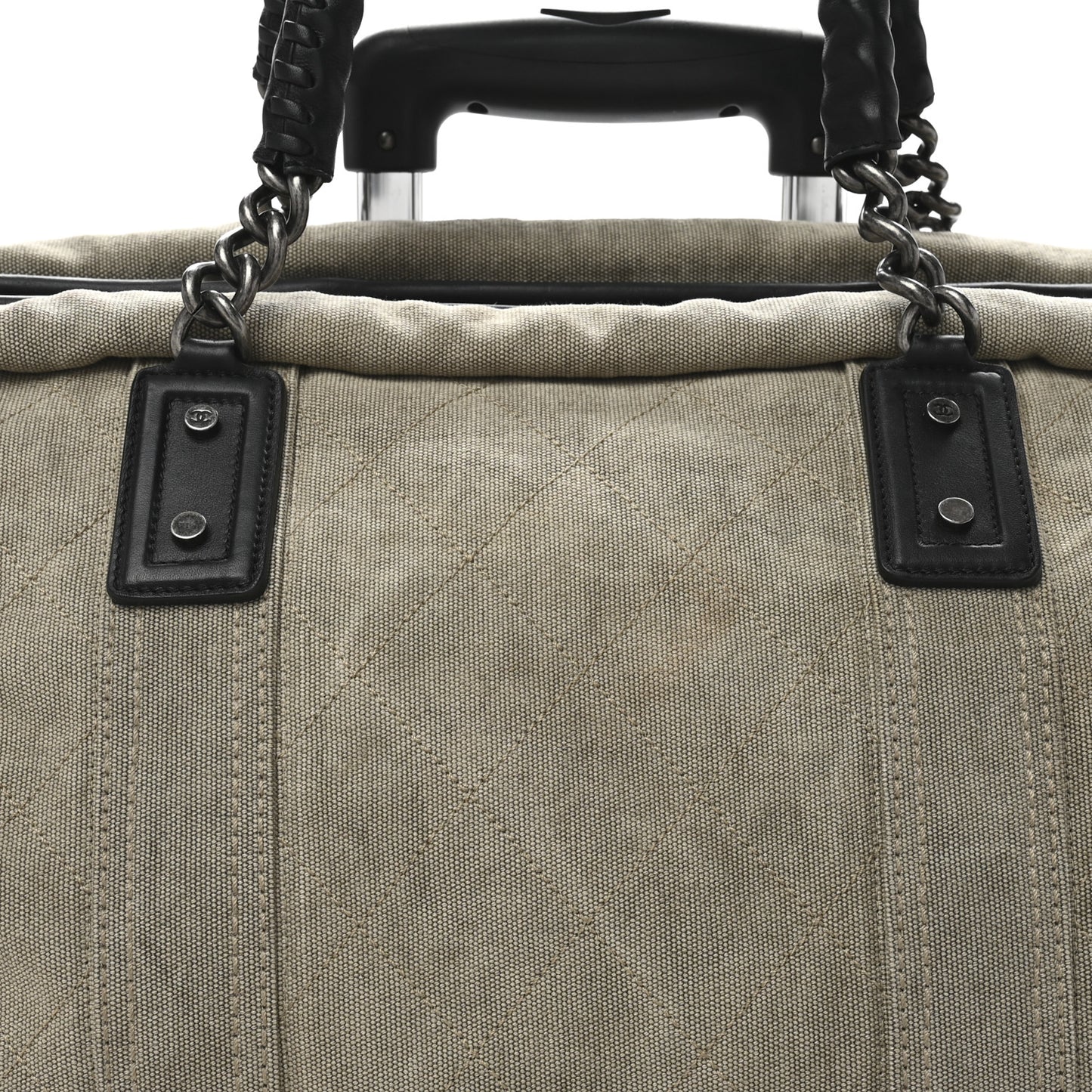 Washed Toile Calfskin Quilted Trolley Beige Black