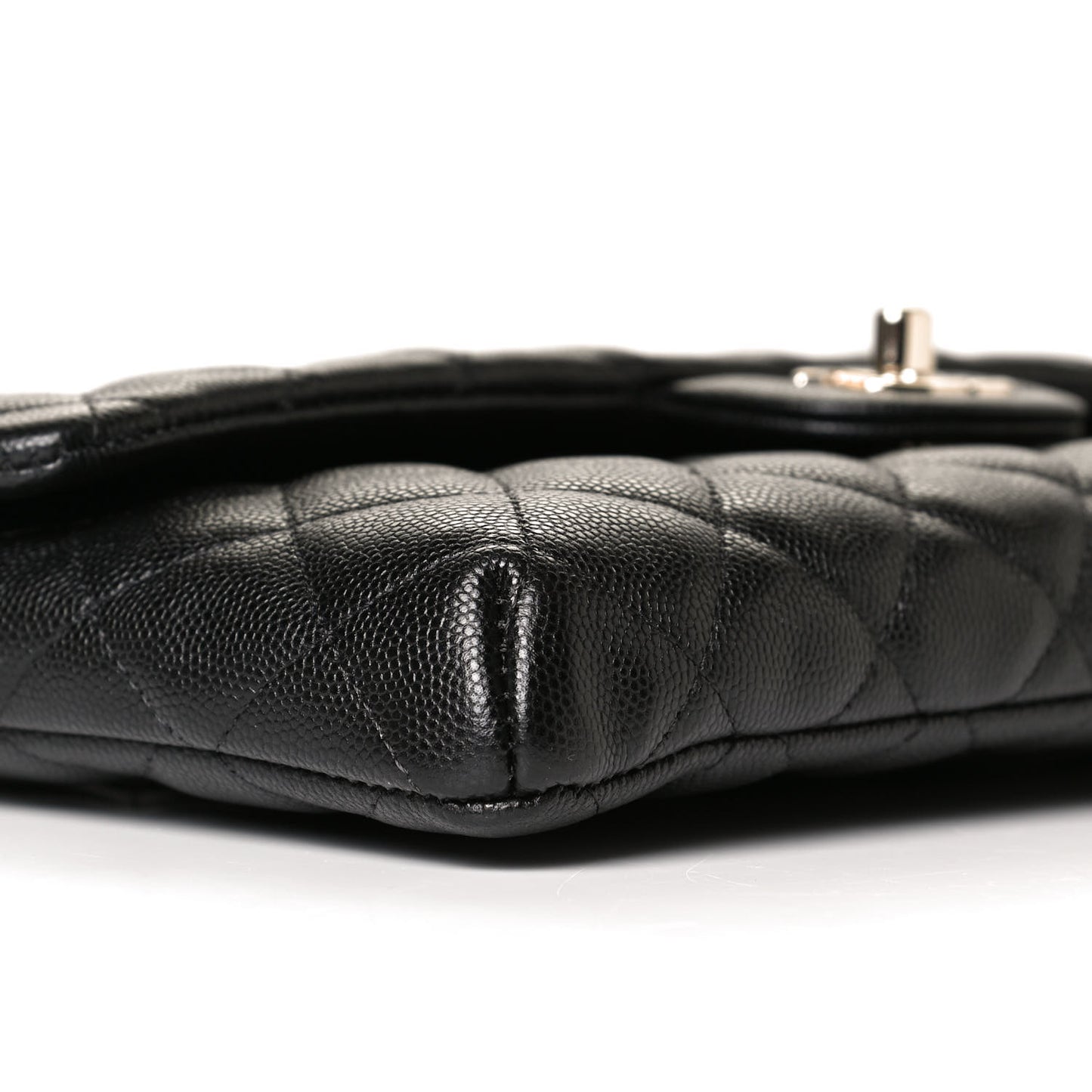 Caviar Quilted Flap Clutch Black