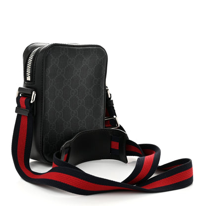 Gucci GG Supreme Monogram Appia Calfskin Web Small Camera Messenger Bag Black Grey 3 of 10
