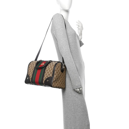 Gucci Monogram Vintage Web Medium Webby Bee Boston Dark Brown 2 of 10