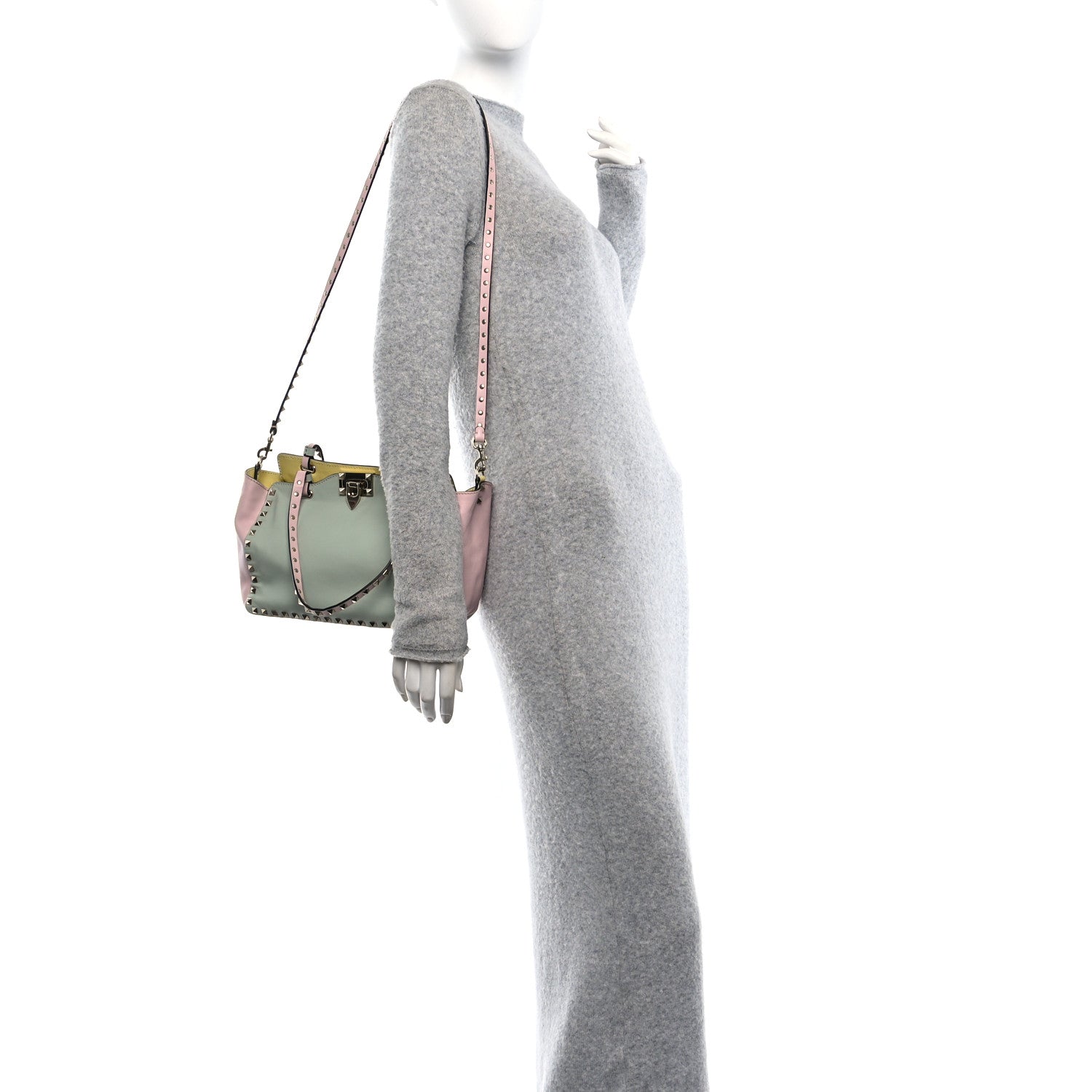 Valentino Garavani Vitello Watercolor Small Rockstud Tote Rose Green Yellow Sky 2 of 9