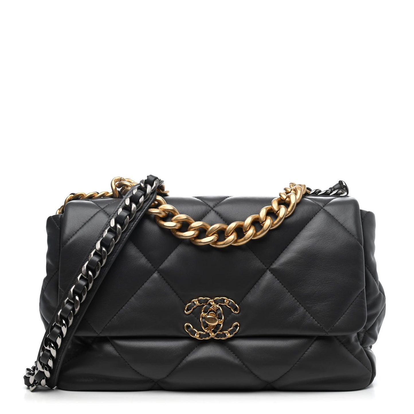 Lambskin Quilted Large Chanel 19 Flap Dark Grey