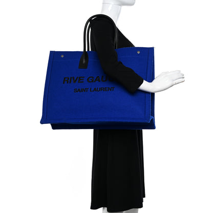 Saint Laurent Wool Rive Gauche Tote Blue 2 of 12