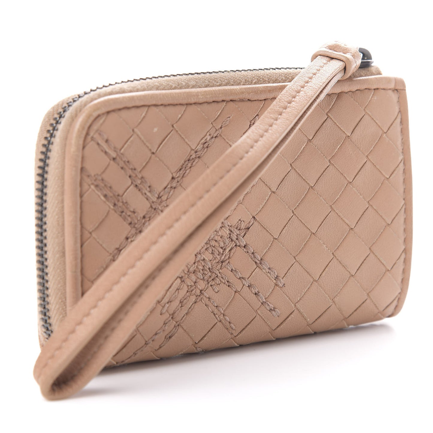 Nappa Intrecciato Cross-Stitch Zip Around Coin Purse Dahlia