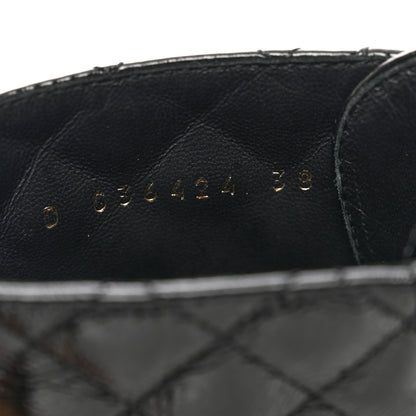 Chanel Shiny Calfskin Quilted Lace Up Combat Boots 38 Black 8 of 9