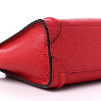 Celine Drummed Calfskin Nano Luggage Red 7 of 13