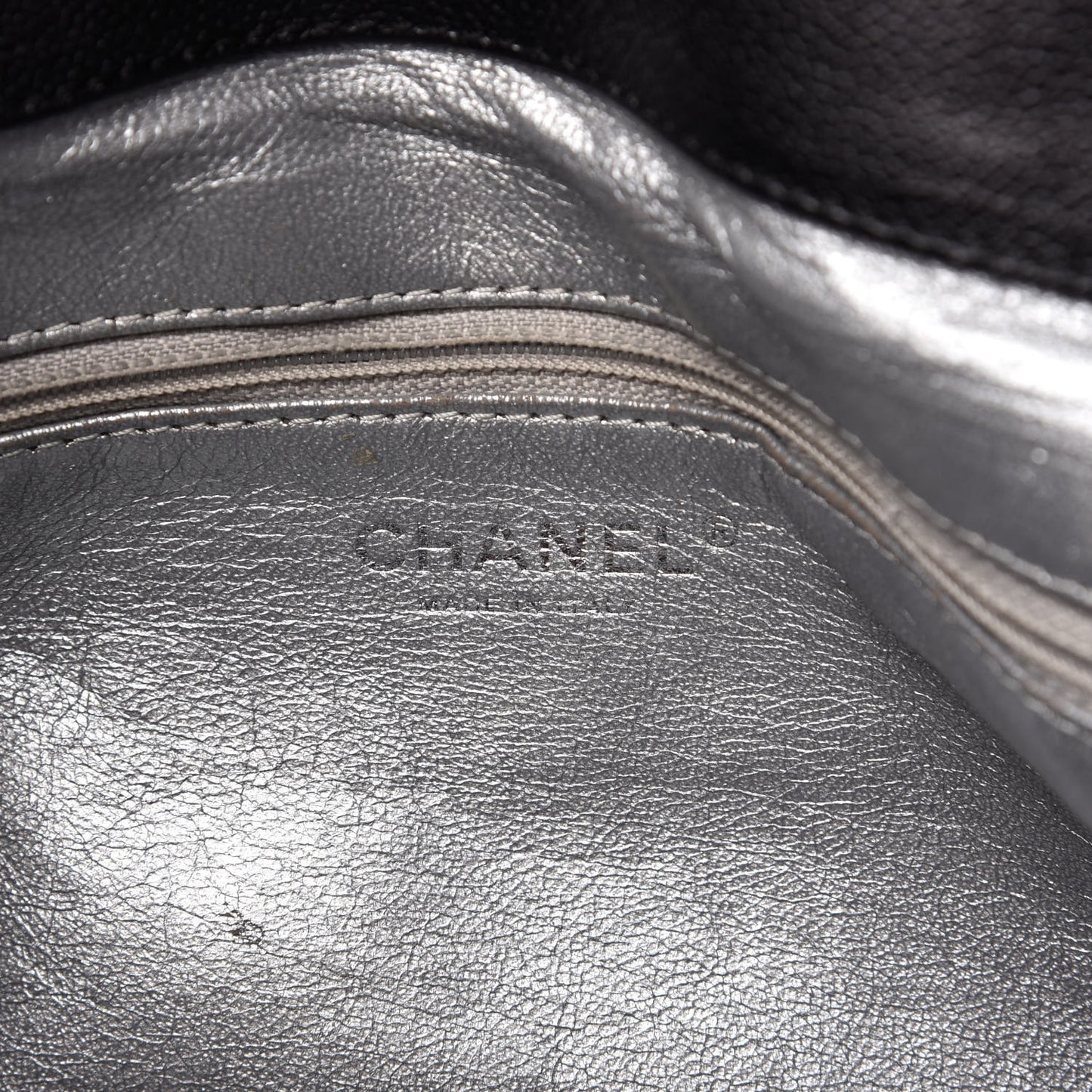 Glazed Caviar East West Modern Chain Tote Black