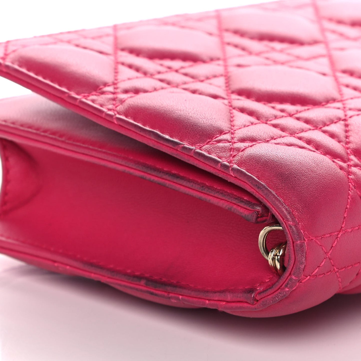 Lambskin Cannage Lady Dior Clutch Fuchsia