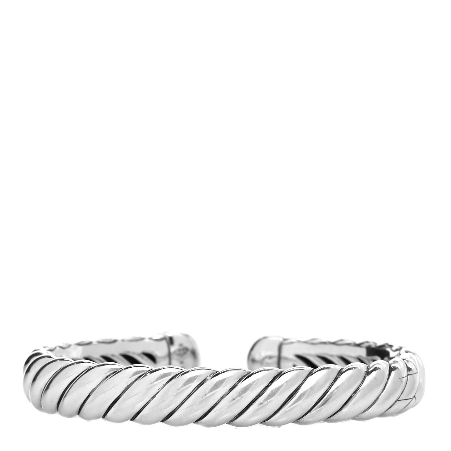 Sterling Silver Diamond 10mm Sculpted Cable Cuff Bracelet