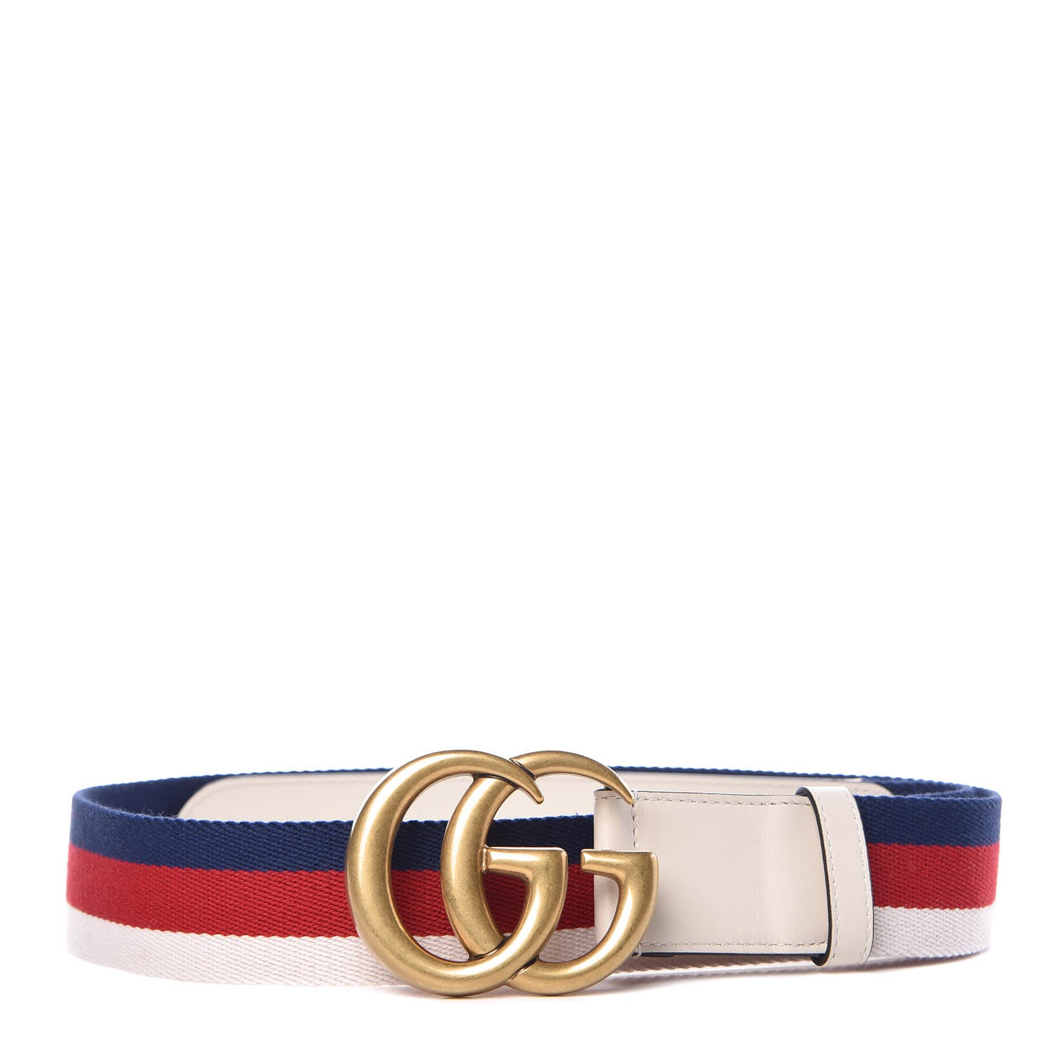 Gucci Nylon Calfskin Sylvie Web Double G 40mm Belt 95 38 Mystic White Hibiscus Red Maritime 1 of 7