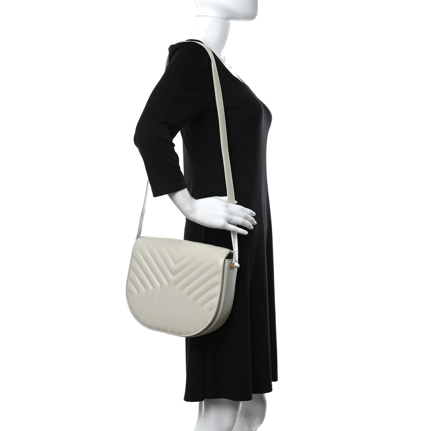 Calfskin Quilted Y Joan Satchel Crema Soft